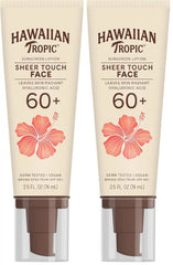 Hawaiian Tropic Sheer Touch Face Sunscreen Lotion SPF 60, 2.5 Fl Oz | Travel Size Sunscreen for Face, Sunblock Lotion, 2.5 Fl Oz,(Pack of 2)