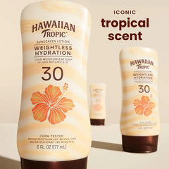Hawaiian Tropic Weightless Hydration SPF 30 Sunscreen, 6 Fl Oz (2 Pack)