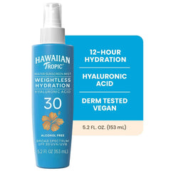 Hawaiian Tropic Weightless Hydration Water Mist for Body SPF 30, 5.2 Fl Oz