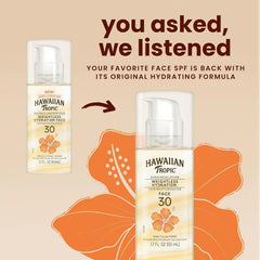 Hawaiian Tropic Weightless Hydration SPF 30 Face Sunscreen, 1.7 Fl Oz