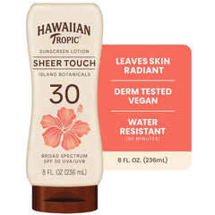 Hawaiian Tropic Sheer Touch Lotion Sunscreen, Moisturizing Broad-Spectrum Protection, SPF 30, Sun, Mango, 8 Oz (Pack of 12)