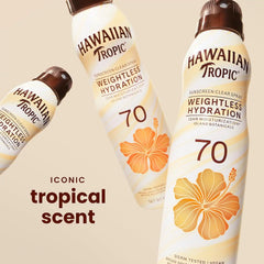 Hawaiian Tropic Weightless Hydration SPF 70 Sunscreen Spray, 6 Oz