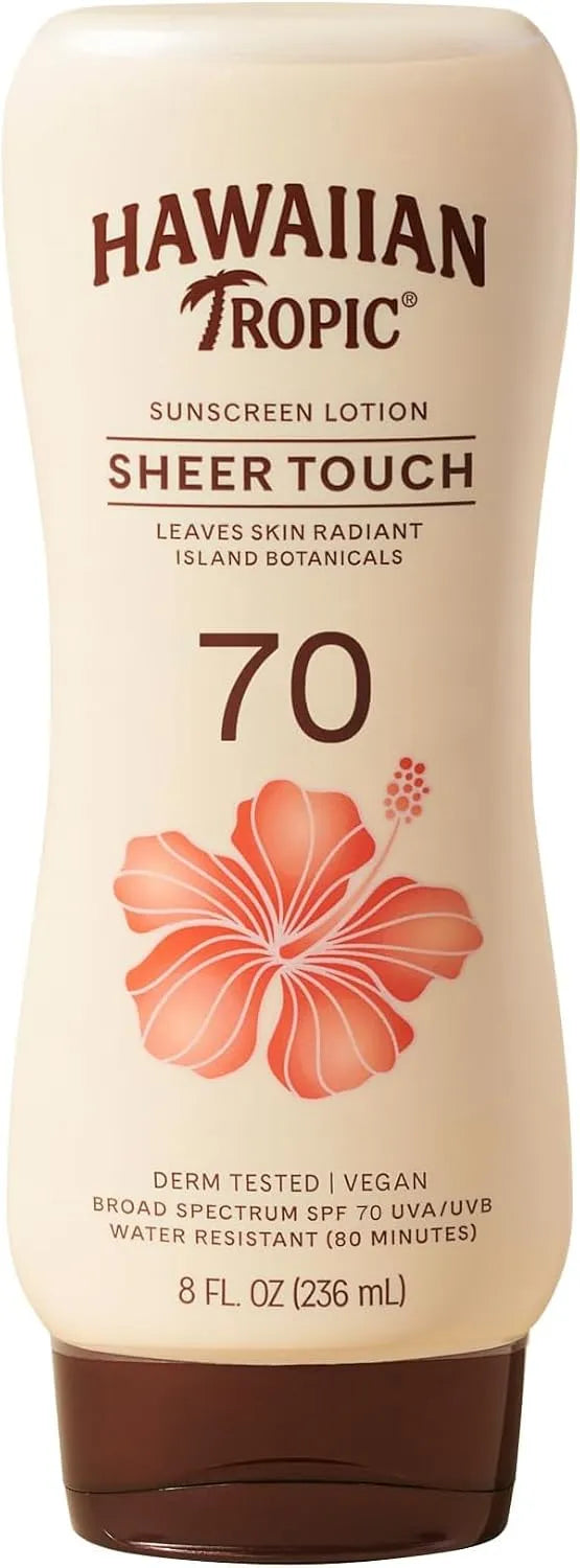 Hawaiian Tropic Sheer Touch Lotion Sunscreen SPF 70,8 Fl Oz | Broad Spectrum,Oxybenzone Free,Sunblock Lotion,Hawaiian Tropic Sunscreen SPF 70,8 Fl Oz,(Pack of 12)