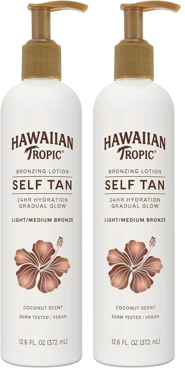 Hawaiian Tropic Sunless Tan Gradual Tanning Lotion, 12.6oz | Gradual Tan Self Tanning Lotion, Sunless Tanner, Hawaiian Tropic Tanning Lotion, 12.6oz (Pack of 2)