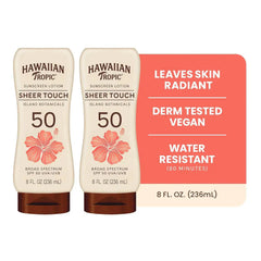 Hawaiian Tropic Sheer Touch SPF 50 Sunscreen Lotion, 8 Fl Oz (2 Pack)