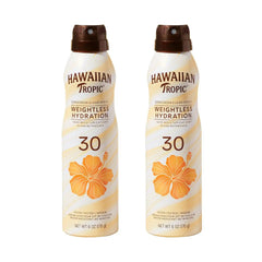 Hawaiian Tropic Weightless Hydration SPF 30 Sunscreen Spray, 6 Oz (2 Pack)