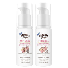 Hawaiian Tropic Skin Nourishing Milk Mineral Sunscreen for Face SPF 30, 1.7oz| Travel Size Face Sunscreen Zinc Oxide, Sun Milk, SPF 30 Mineral Sunblock Lotion, Oxybenzone-Free, 1.7oz (Pack of 2)