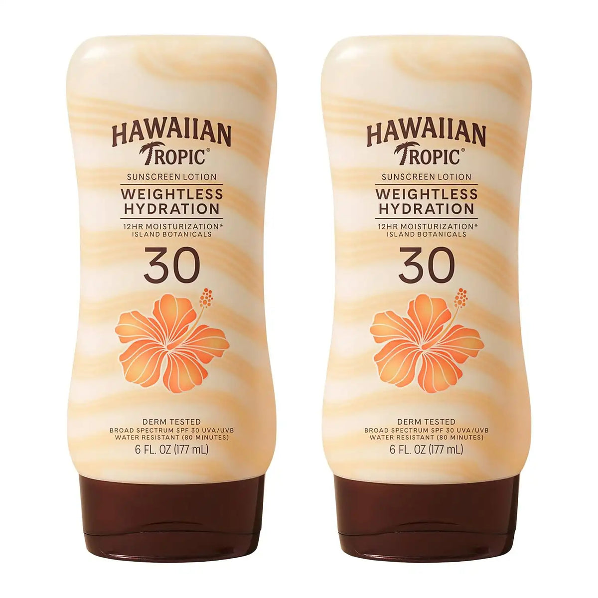 Hawaiian Tropic Weightless Hydration SPF 30 Sunscreen, 6 Fl Oz (2 Pack)