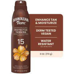 Hawaiian Tropic Dry Tanning Oil Spray Sunscreen SPF 15, 6 Oz