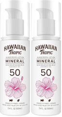 Hawaiian Tropic Skin Nourishing Milk Mineral Sunscreen Lotion SPF 50, 3.4oz | Travel Size Sunscreen Zinc Oxide, Sun Milk, Mineral Sunblock SPF 50, Oxybenzone-Free, 3.4oz (Pack of 2)