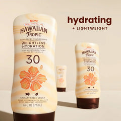 Hawaiian Tropic Weightless Hydration Lotion Sunscreen SPF 30,6Fl Oz Twin Pack,Oil Free Sunscreen,Hawaiian Tropic-Sunscreen SPF 30,Oxybenzone Free-Sunscreen,Body-Sunscreen,6Fl Oz each,(Pack of 2)