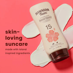 Hawaiian Tropic Sunscreen Sheer Touch Broad Spectrum Sun Care Sunscreen Lotion - SPF 15, 8 Ounce (Pack of 2)