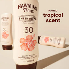 Hawaiian Tropic Sheer Touch Lotion Sunscreen, Moisturizing Broad-Spectrum Protection, SPF 30, Sun, Mango, 8 Oz (Pack of 12)
