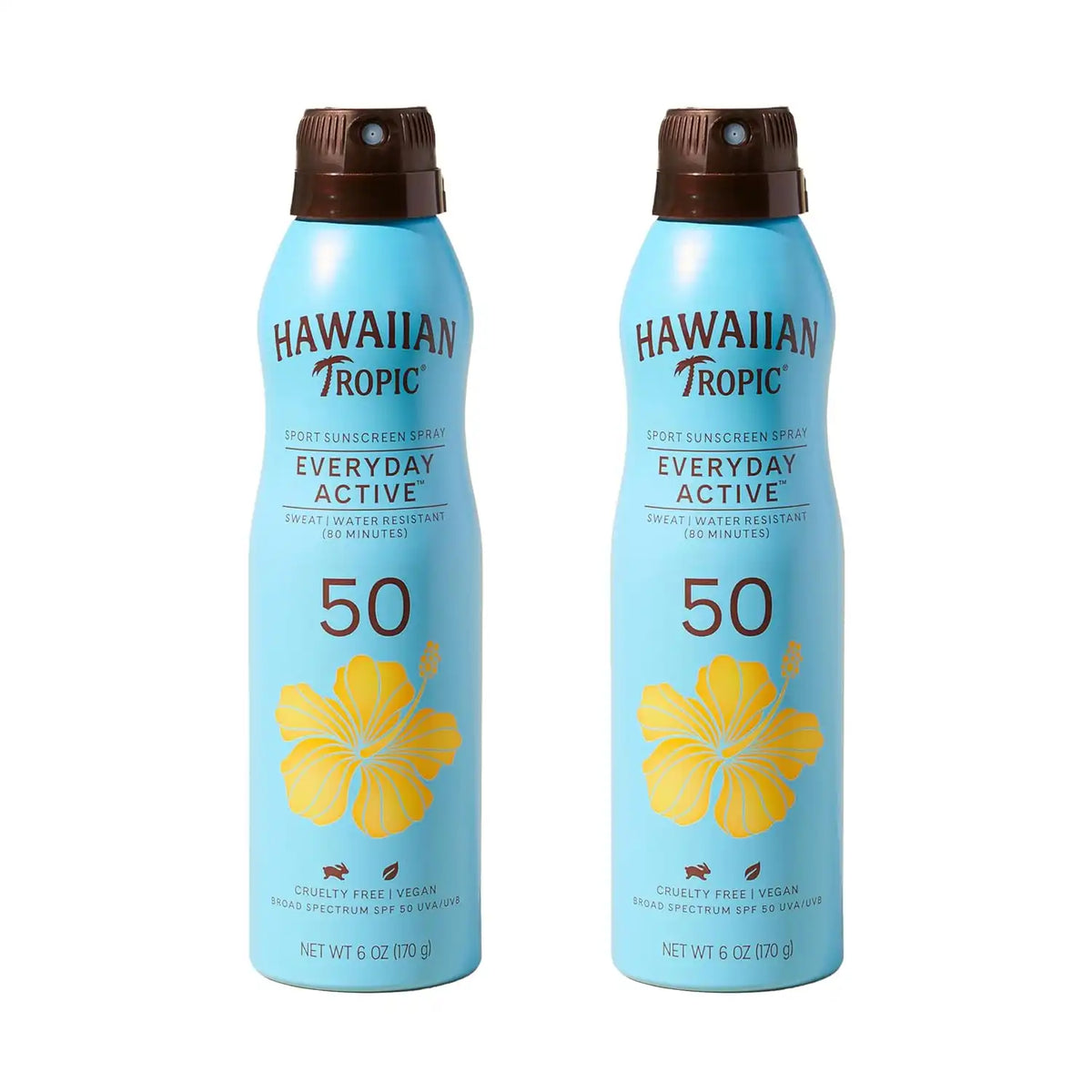 Hawaiian Tropic Everyday Active SPF 50 Sunscreen Spray, 6 Oz (2 Pack)