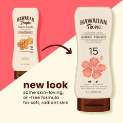 Hawaiian Tropic Sunscreen Sheer Touch Broad Spectrum Sun Care Sunscreen Lotion - SPF 15, 8 Ounce (Pack of 2)