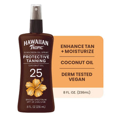 Hawaiian Tropic Protective Tanning Oil Spray Sunscreen SPF 25, 8 Fl Oz