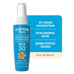 Hawaiian Tropic Weightless Hydration Water Mist for Face SPF 30, 2.1 Fl Oz