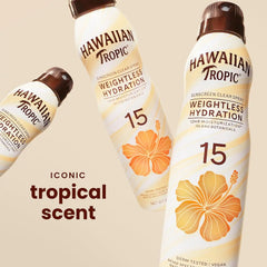 Hawaiian Tropic Weightless Hydration SPF 15 Sunscreen Spray, 6 Oz (2 Pack)
